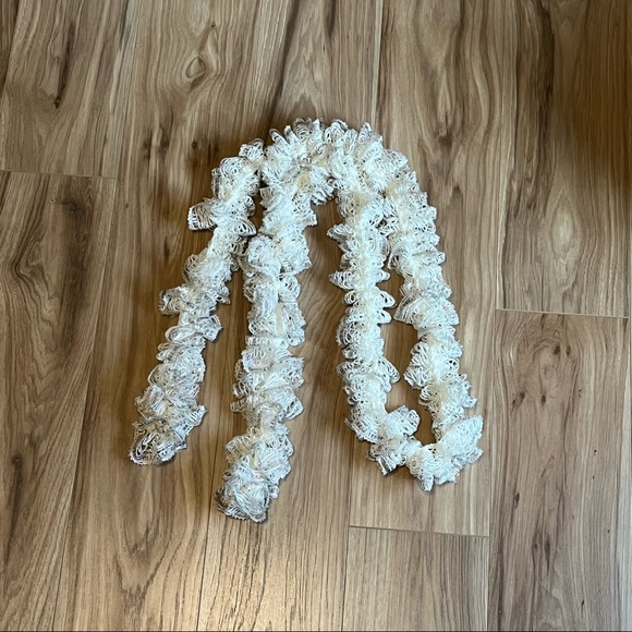 New Handmade Crochet Multi-Colored Sequined Champagne Color Scarf 62” Long - Picture 4 of 11